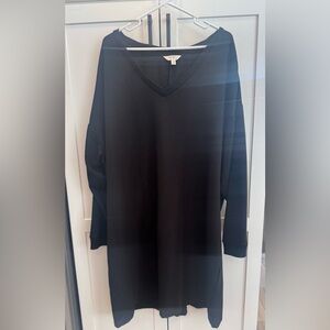 Terra & Sky Black V-Neck Long Sleeve sweatshirt dress